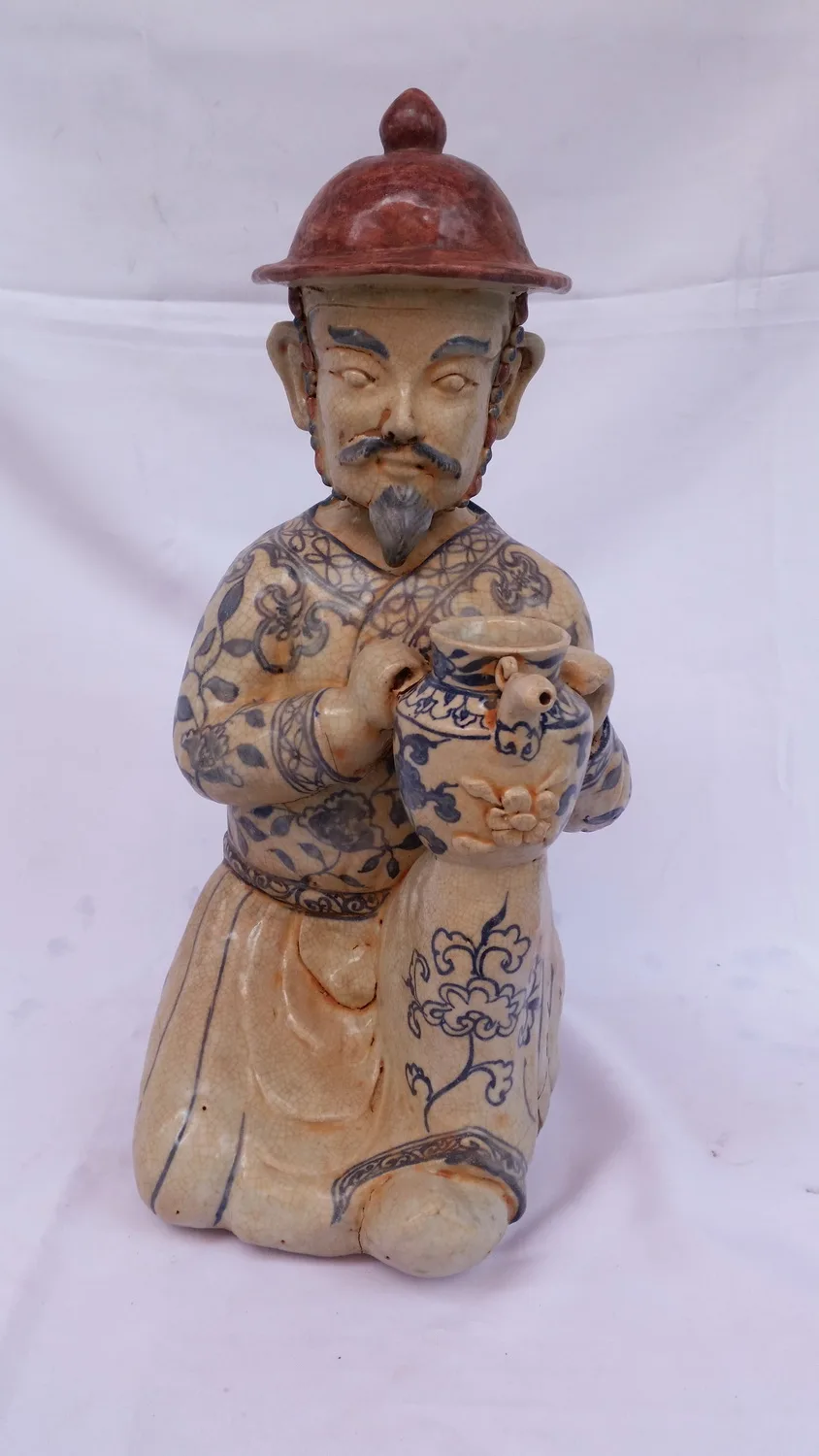 Antique Chinese Blue and White Porcelain Ming Dynasty War Pitcher