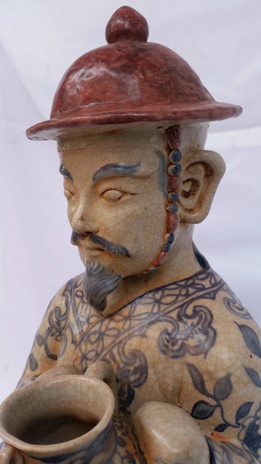 Antique Chinese Blue and White Porcelain Ming Dynasty War Pitcher, view 2
