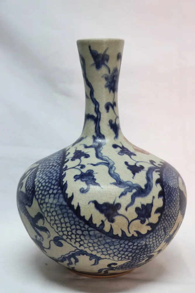 Antique Chinese Porcelain Blue and White and Red 3 Claw Dragon Early Yuan dynasty, view 2