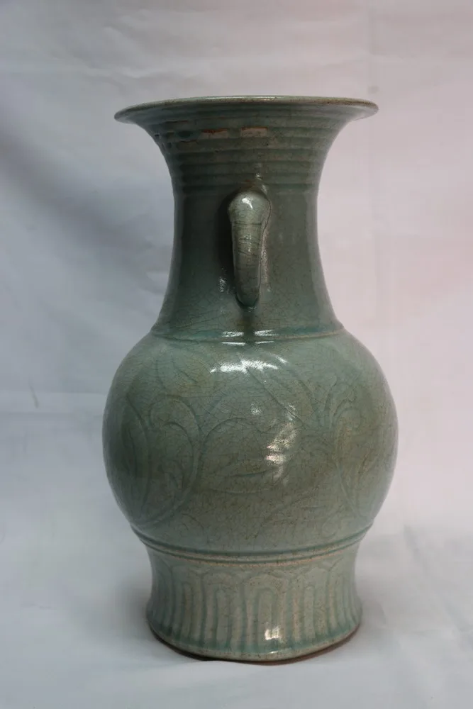 Antique Song Dynasty Celadon Vase Elephant Shaped Handles, view 2