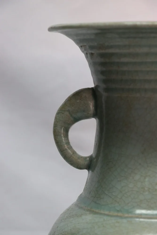 Antique Song Dynasty Celadon Vase Elephant Shaped Handles, view 3