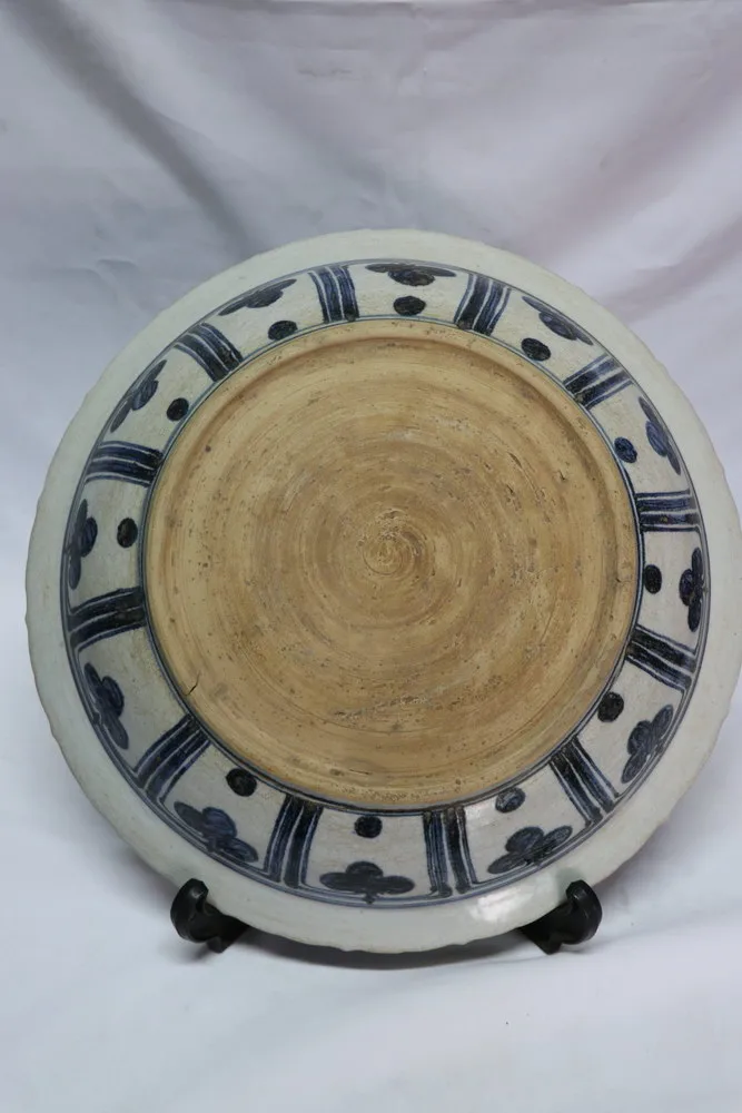 Barbed Rim Yuan dynasty Blue and White Antique Porcelain Charger Plate with Phoenix, view 2